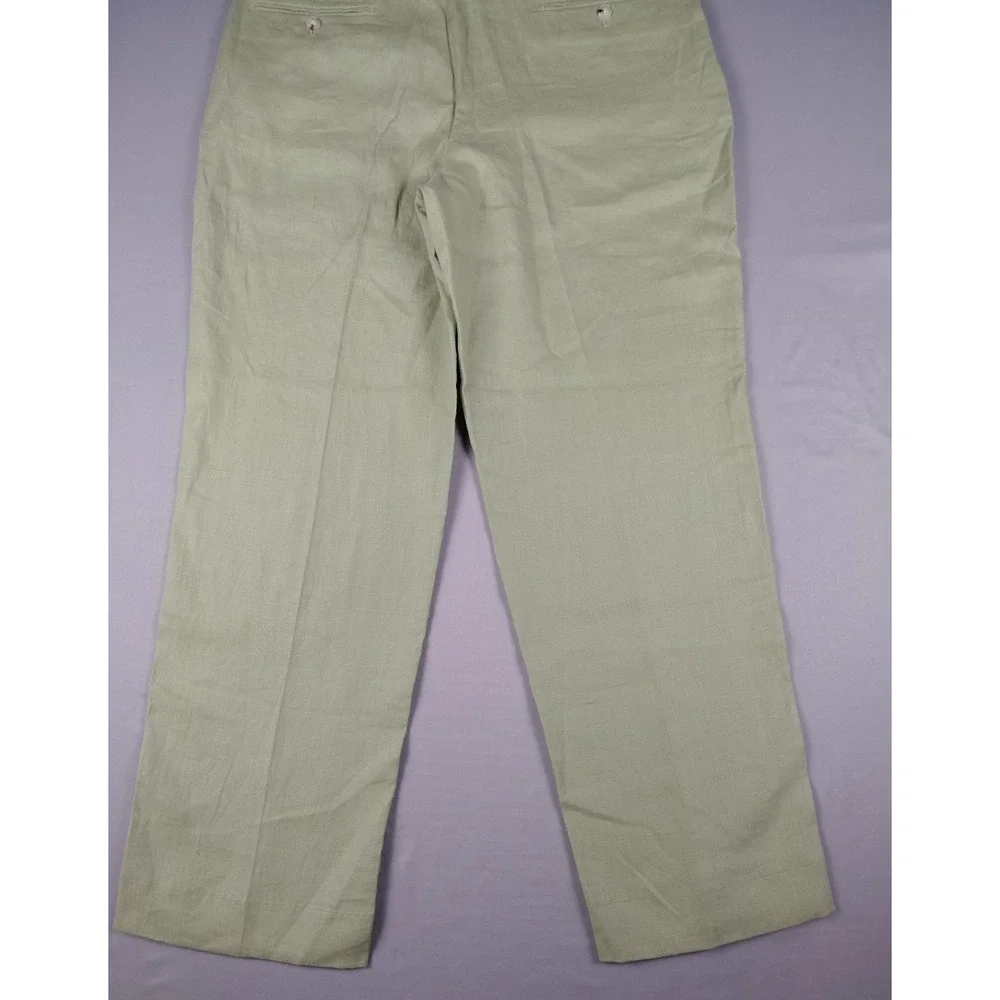 Paul Fredrick Pants Mens 37x30 Sage Green 100% Linen Flat Front NWT Chino Casual